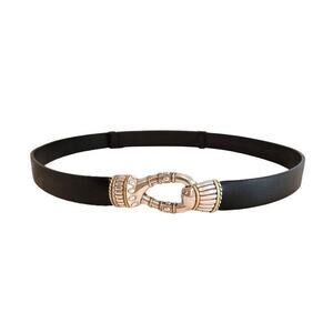 Chico's Black Belt with Gold Buckle
